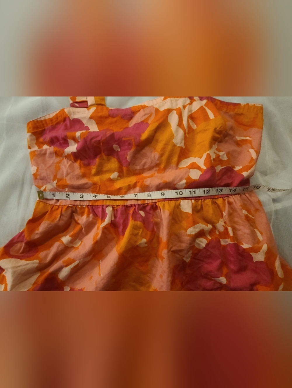 #37 - Free Assembly Vibrant Boho Floral Peplum Tank Top in Orange & Pink, Large - Picture 5 of 11